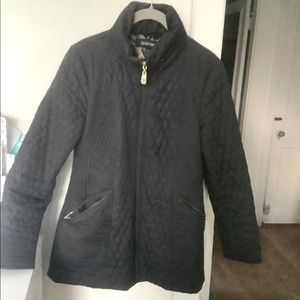 Ellen Tracy lightweight quilted mid-length jacket with hood option